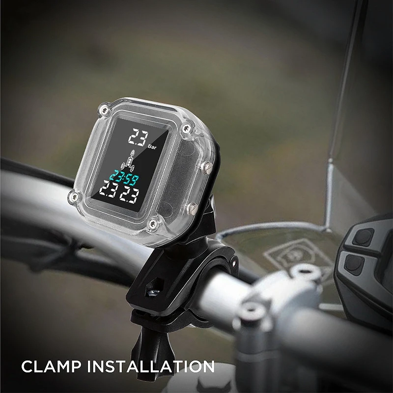 

Waterproof Tricycle Motorcycle Tire Pressure Monitoring System Wireless LCD Display External Sensors netic Charging