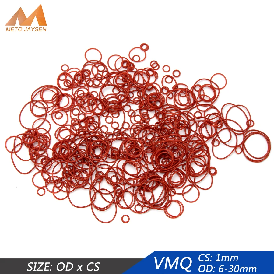

20pcs VMQ Silicone Rubber Sealing O-ring Replacement Red Seal O rings Gasket Washer OD 6mm-30mm CS 1mm DIY Accessories S72