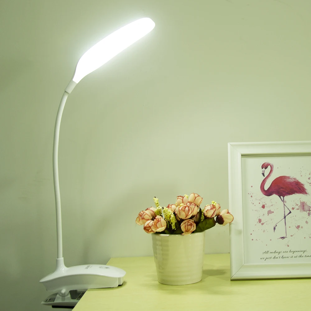 Настольная лампа перезаряжаемая затемняемая Светодиодная настольная прищепка