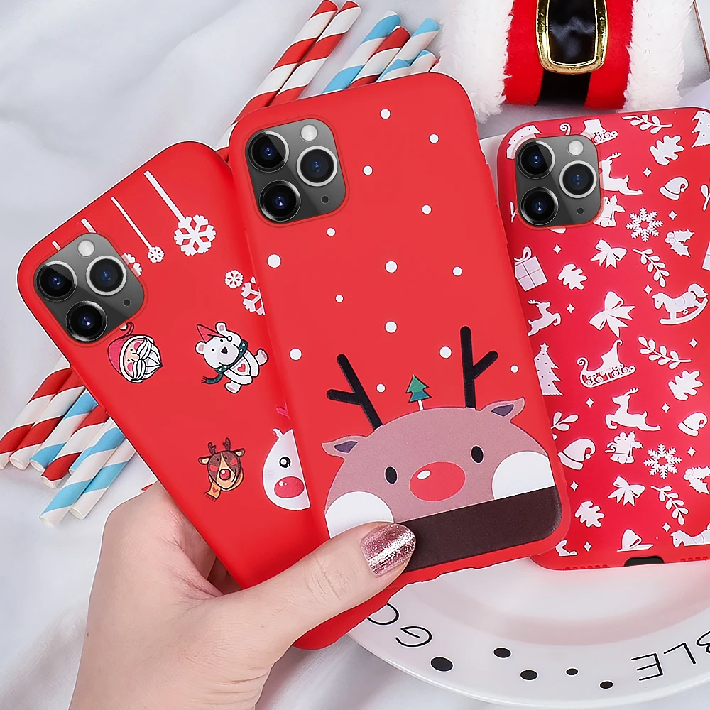 Прозрачный противоударный чехол для телефона iPhone 11 Pro Max X XR XS MAX Рождественская