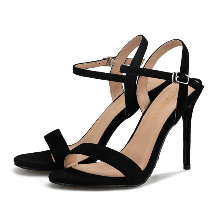 Сандалии женские замшевые на высоком каблуке дизайнерские босоножки с ремешком