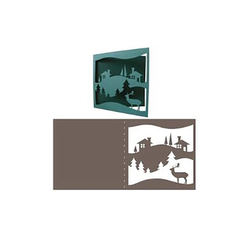 Christmas Folding Card Craft Metal Cutting Frame Templates Scrapbooking Embossing Paper Cards Photo Album Stencils Dies | Дом и сад