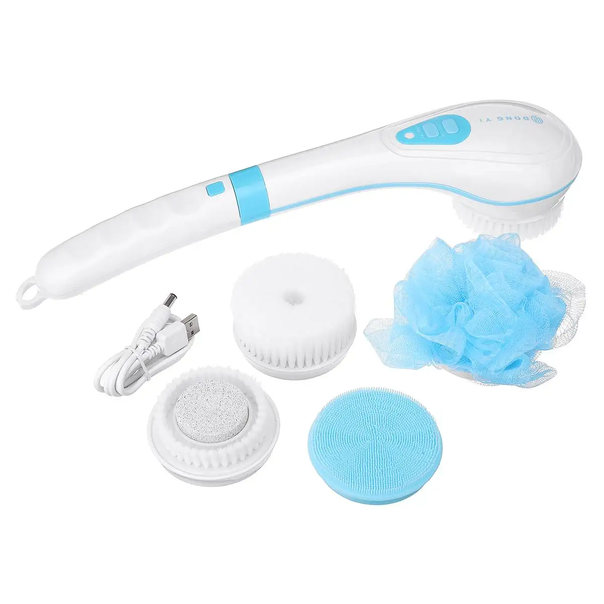 

5 IN 1 Multifunction Electric Bath Brush Set Body Shower Machine Spinning Spa Massager Cleaning Scrubber Soft Bristle Brushes