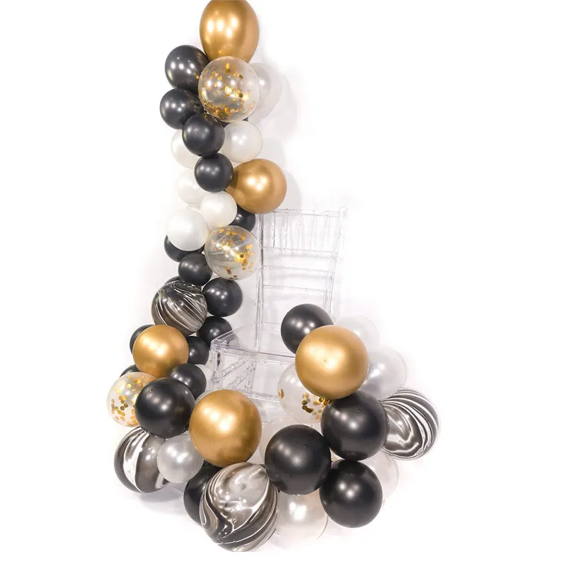 

71pcs DIY Balloons Garland Black Latex Gold Metal Chrome Balloon Garland Wedding Engagement 1st Birthday Decor Adults