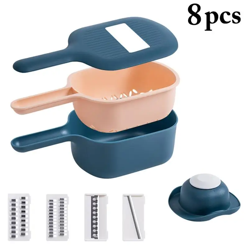 Набор для нарезки овощей креативный многофункциональный прибор 8 в 1 дуршлага