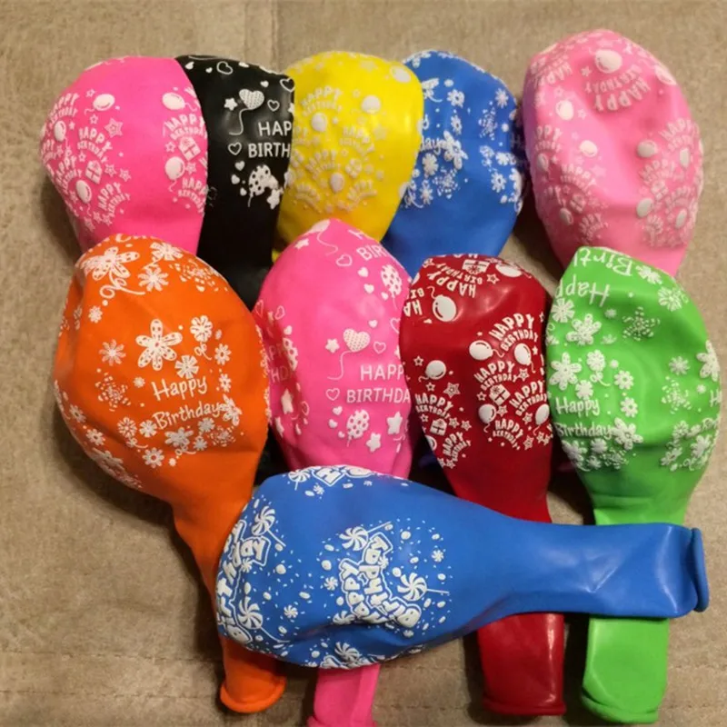 10 шт./лот 12 дюймовые латексные воздушные шары с надписью на день рождения