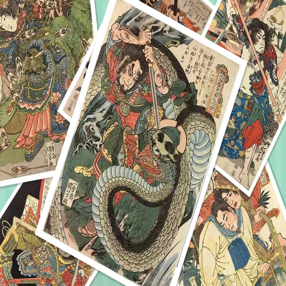 Японский ukiyo e &quotThe Water Margin&quot тату узор Ностальгия Ретро Крафт Бумага постер