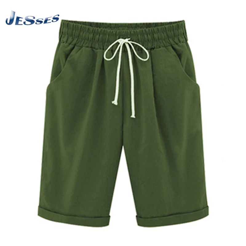 

6XL Summer Cotton Women Shorts High Waist Elastic Candy Color Wide Leg Short For Running Gym Comfort Oversize Bottoms