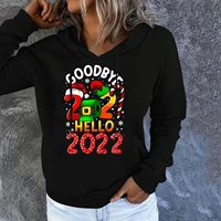 2022 new years eve printed casual hoodies long sleeve hoodies with hoodie womens sweaters fashion sweater tops sudadera con