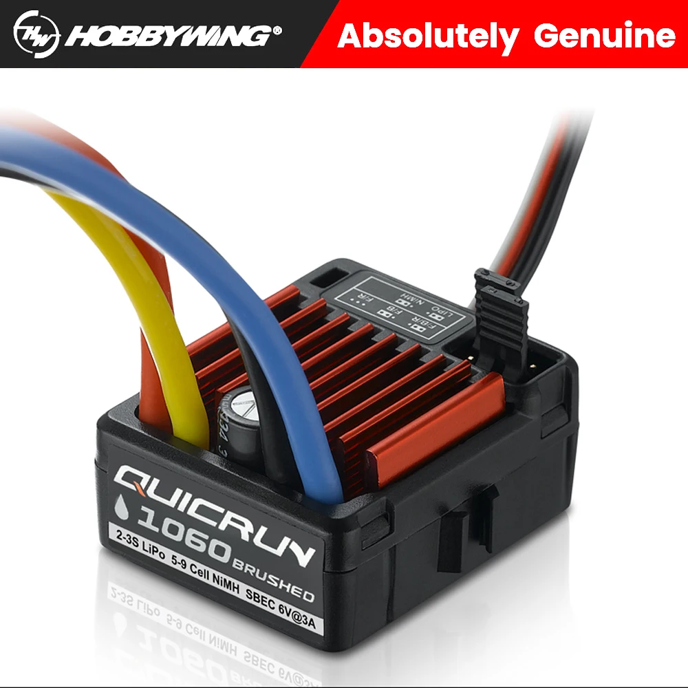 

RC Car Hobbywing QuicRun WP-1060 1060 60A Waterproof Brushed Electronic Speed Controller ESC 6V/3A for 1:10 Crawler Car Truck