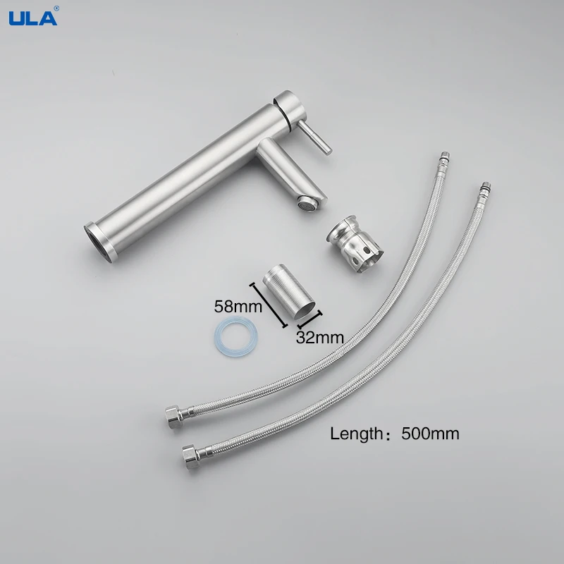 Смеситель для ванной комнаты ULA кран горячей и холодной воды из нержавеющей стали