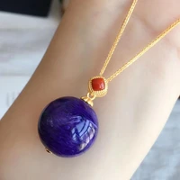 natural purple charoite sphere ball sphere pendant russia 20mm round beads men woman necklace pendant jewelry aaaaaa