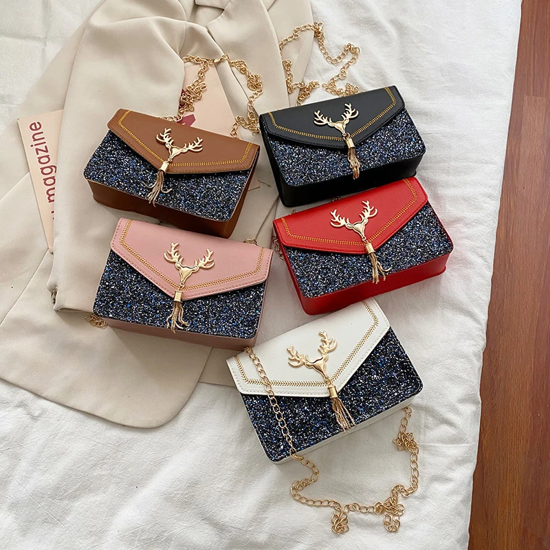 

2021 Fashion Small Square Bag Shoulder Bags for Women Crossbody Daily Wild Chain Simple Leather Female Messenger Phone Wallet