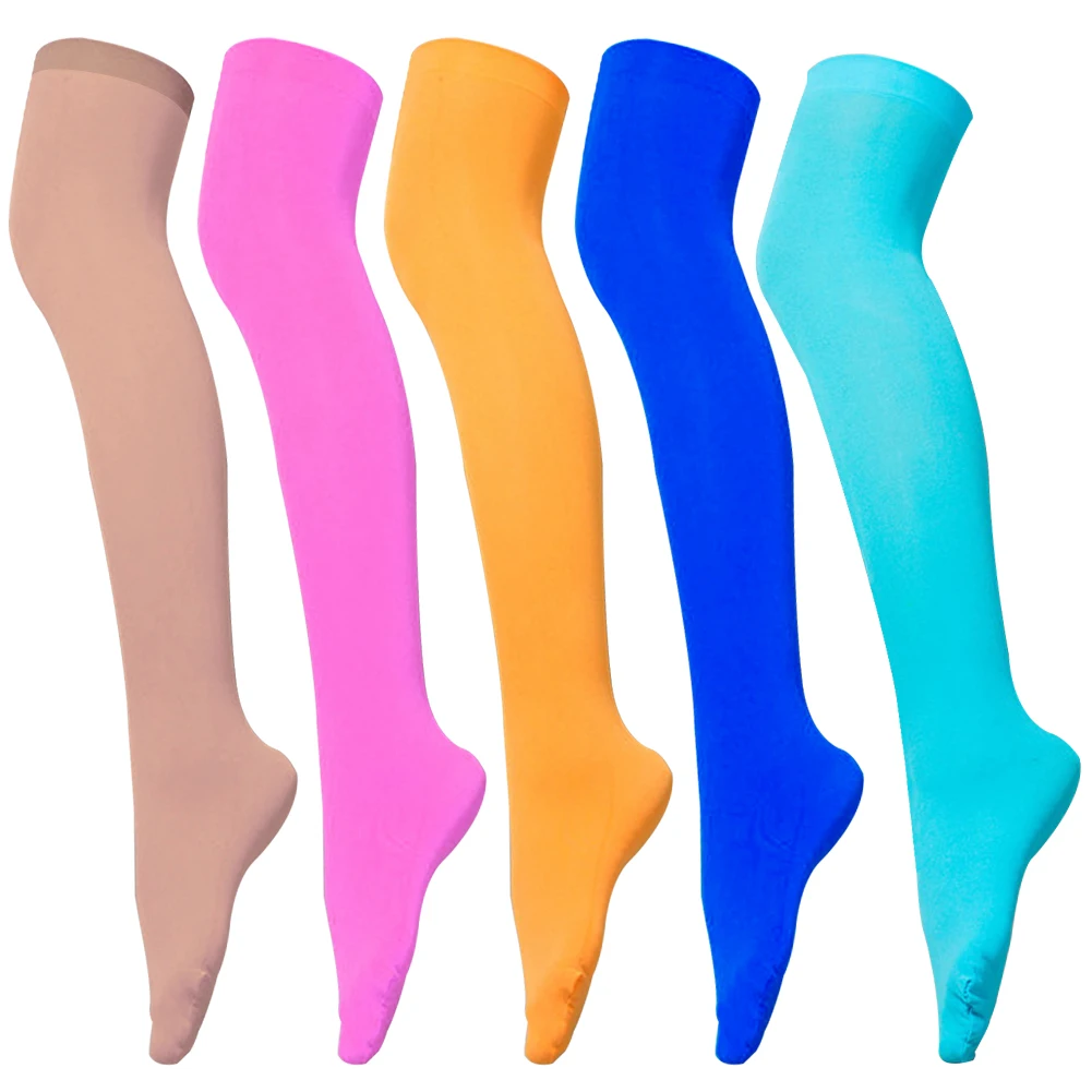 Длина 54 см Новинка Женские Для девочек Высокие сетчатые Носки ярких цветов носки