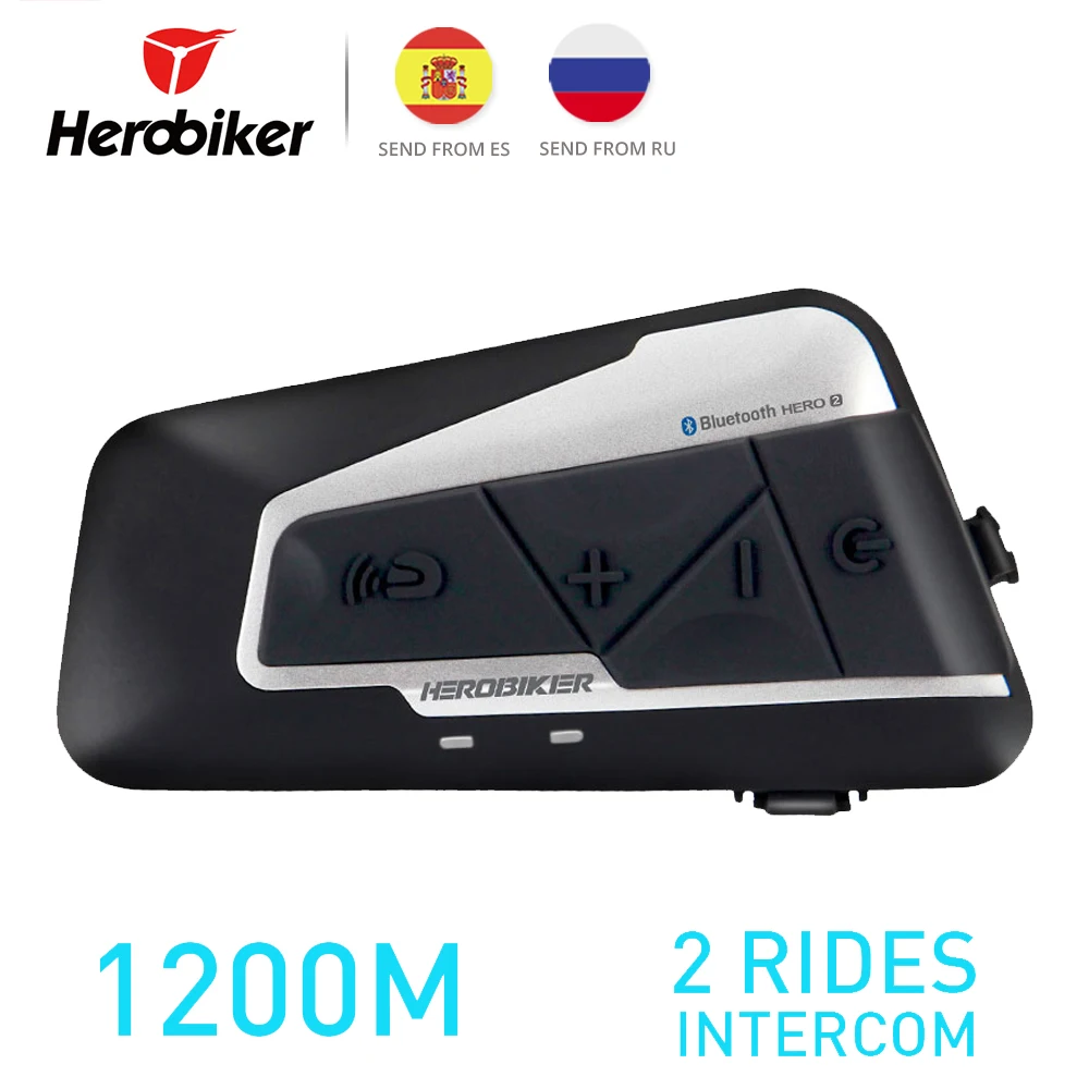 HEROBIKER 1200M BT мотоциклетный шлем домофон водонепроницаемый беспроводной Bluetooth Мото гарнитура переговорные с fm-радио для 2 аттракционов