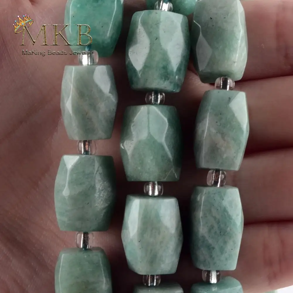 

Natural Amazonite Quartzs Faceted Column Stone Beads For Jewelry Making Spacer Loose Beads DIY Bracelets Necklace Jewellery 15"
