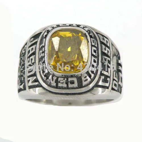 Yellow Stone FANSSTEEL ювелирные изделия из нержавеющей стали старшеклассное кольцо не по индивидуальному заказу FSR08W76R - Цвет основного камня: Yellow Stone
