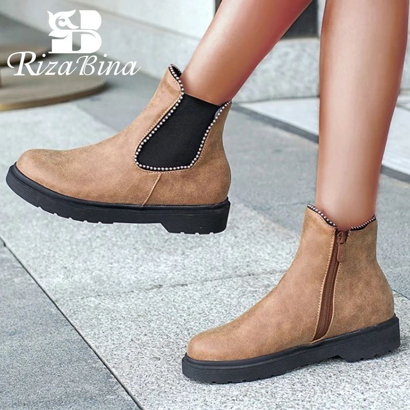 Женские ботильоны на плоской подошве с круглым носком размеры 34 43|Женские