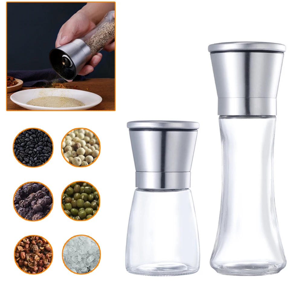 

Salt Shaker And Pepper Grinder For Spice Mill Manual Food Herb Grinders Tools Kitchen Gadget Sets For Spices Jars Bottles Glass