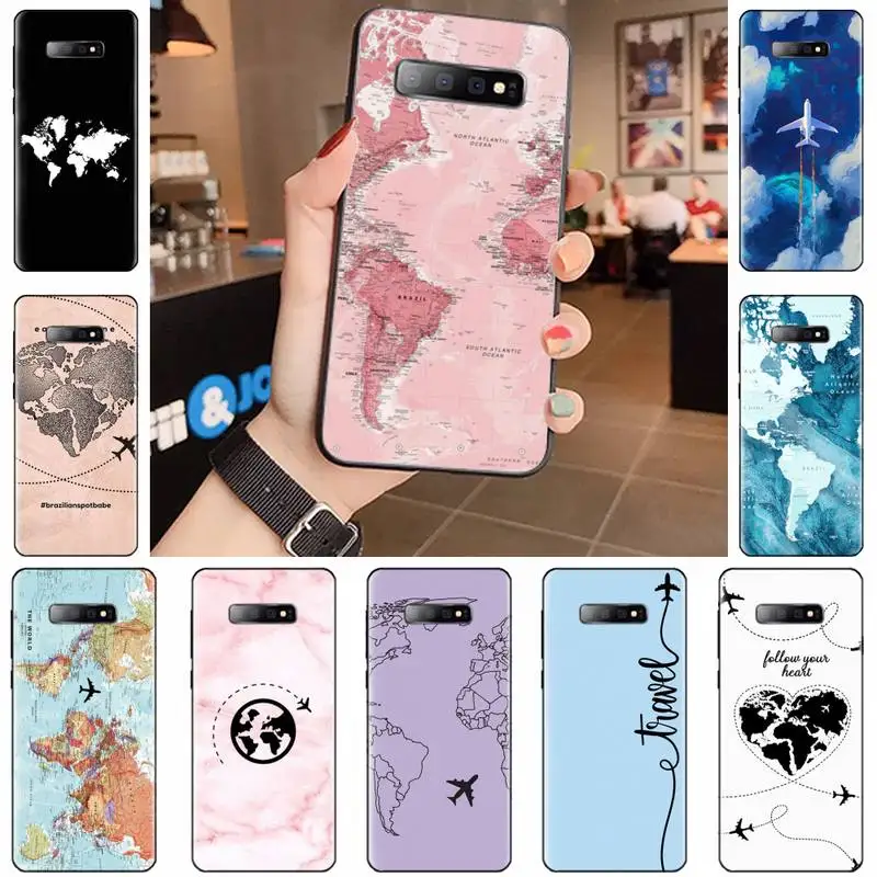 

World Map travel organizer Plans Phone Case For Samsung Galaxy S5 S6 S7 S8 S9 S10 S10e S20 edge plus lite Cover Funda Shell