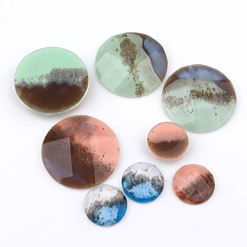 Основа для сережек с натуральным песком 5 шт. 30/16 мм плоским основанием кабошон