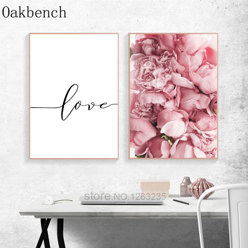 Настенная Картина на холсте с розовыми цветами постеры и принты в скандинавском