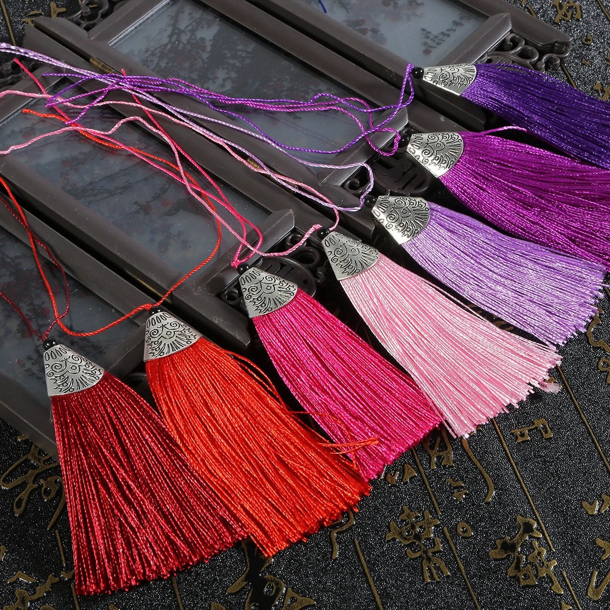 Шапка кисточка из сплава и шелка около 8 см 1 шт.|Кисти бахрома| |