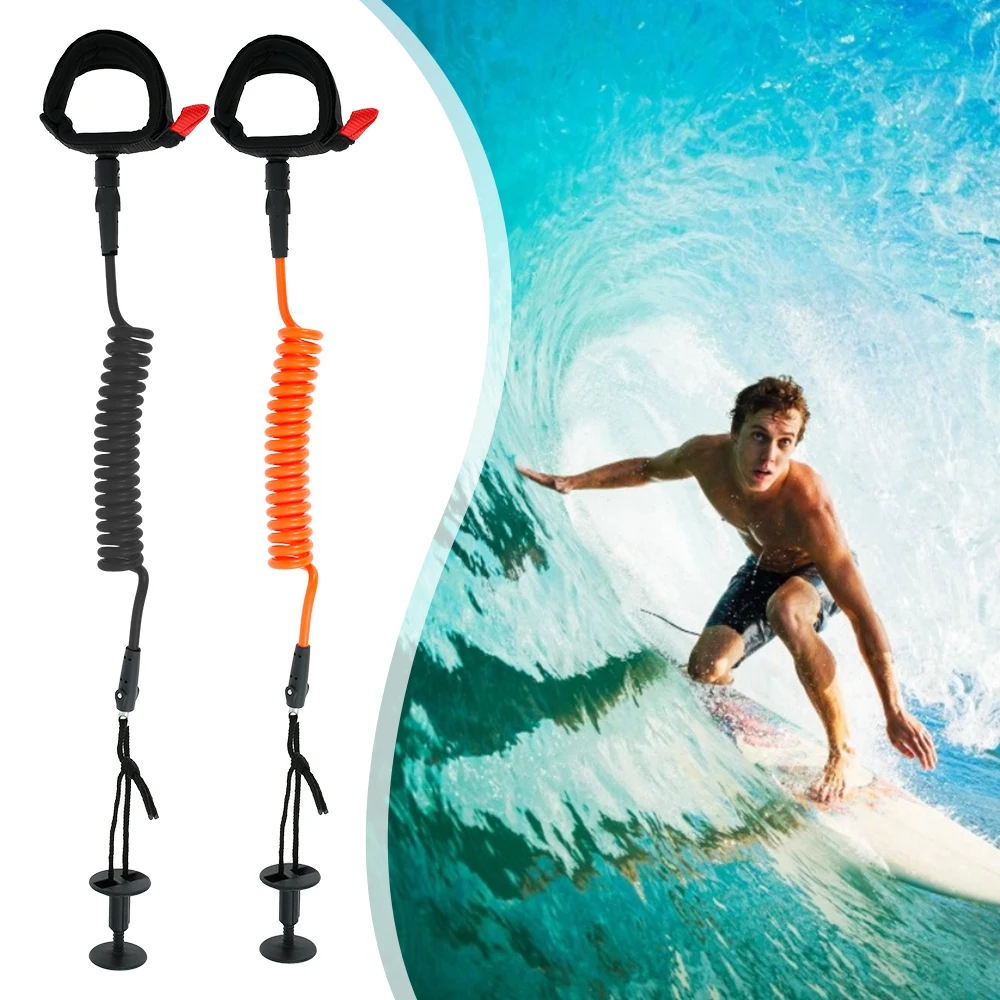 

5FT Coiled Surfboard Leash Surfing Standup Paddle Board Ankle Leash Sup Board Foot Leg Rope For Water Sport Surfboard Raft Kayak