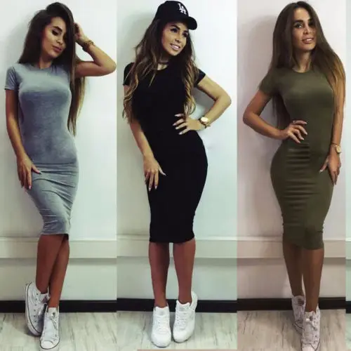 

Woman Dress Summer Slim T-Shirt Dress Bandage Bodycon Evening Party Dresses for Women Cotton Soft Simple Women Clothes