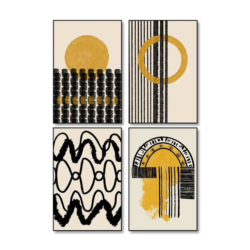 Геометрическая линия желтого цвета абстрактное искусство холст настенная