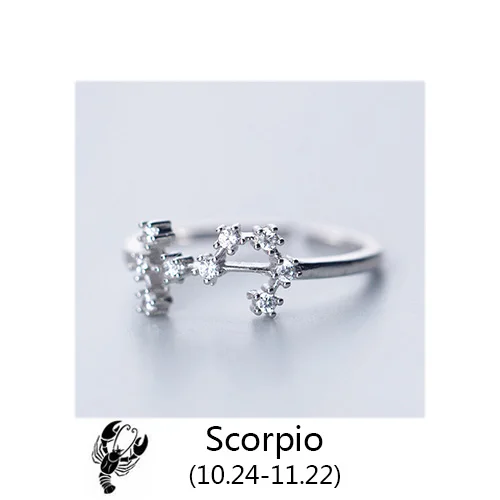 Scorpio Trustdavis женские 12 Созвездие CZ модные ювелирные изделия из чистого серебра 925 пробы кольца на палец Лучший подарок DA348 - Цвет основного камня: Scorpio