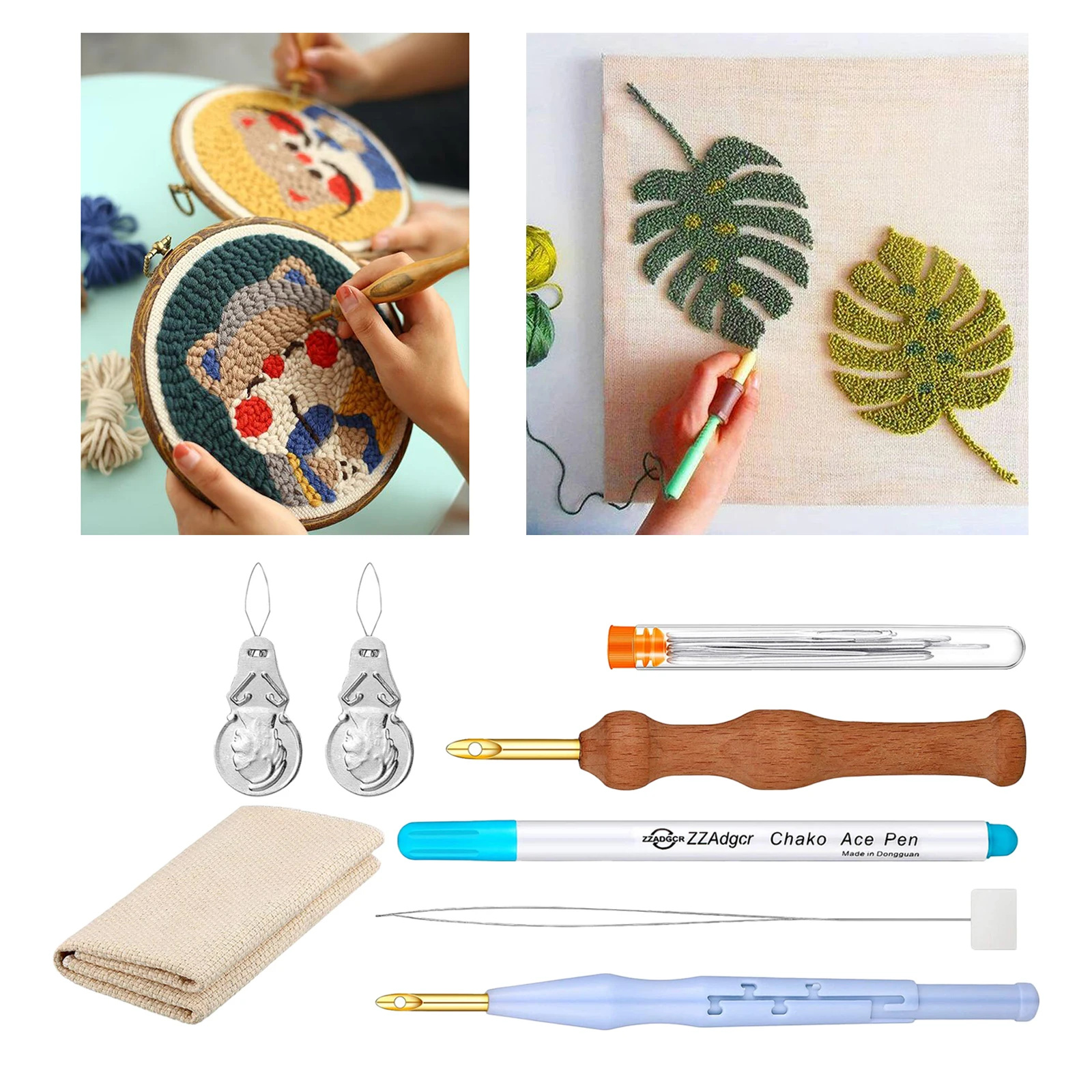 

7Pcs DIY Embroidery Pen Kit Punch Needle Threads Set DIY Tapestry Rug Sewing Kit