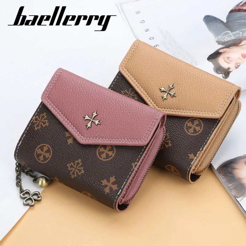 Женский кошелек клевера 2020 модный с узором на молнии зажимом для денег кожаная