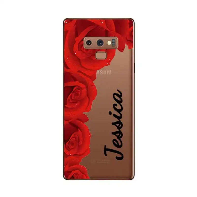 Flower Custom Name DIY Transparent Soft Silicone Case Cover For Samsung Galaxy Note 3 4 5 8 9 10 Plus M10 M20 M30 Grand Prime |