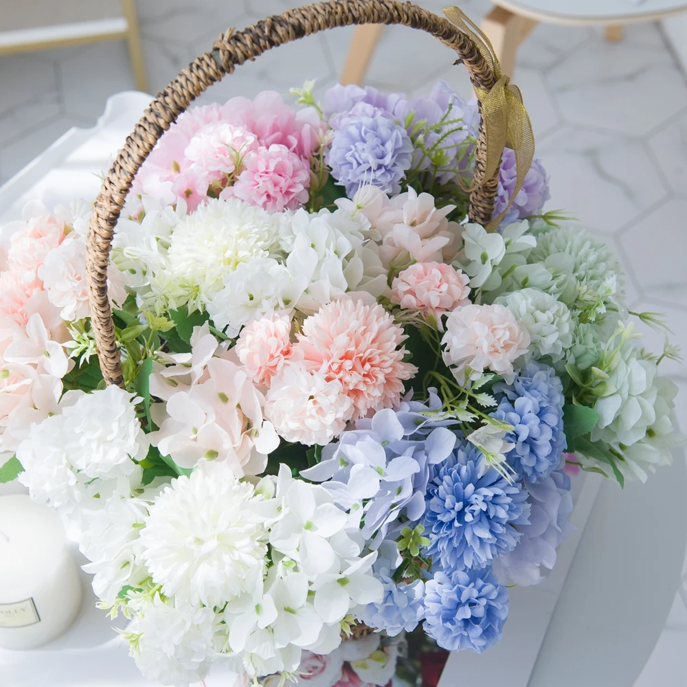 Гидрангеи Искусственные Цветы Шелковая Пион Невестинский Букет Поддельные Растения Свадебные Центральные Вазы для Домашнего Стола Декорация для DIY.