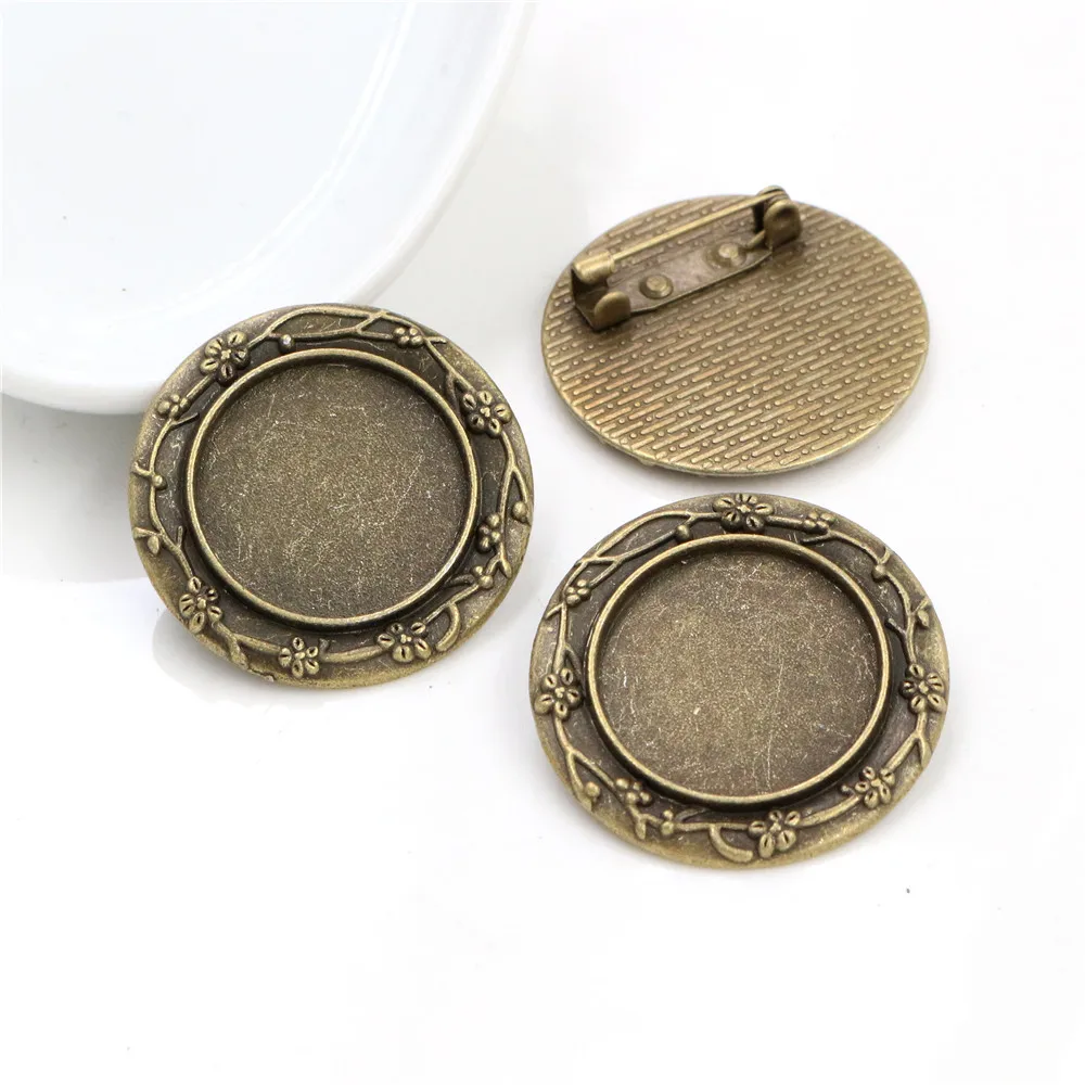 

5pcs 20mm Inner Size Antique Bronze Brooch Pin Cabochon Base Setting (D1-27)