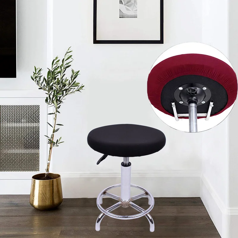

Washable Elastic Seat Cover Chair Protector Solid Color Home Chair Slipcover Spandex 30-45cm Round Chair Cover Bar Stool Cover
