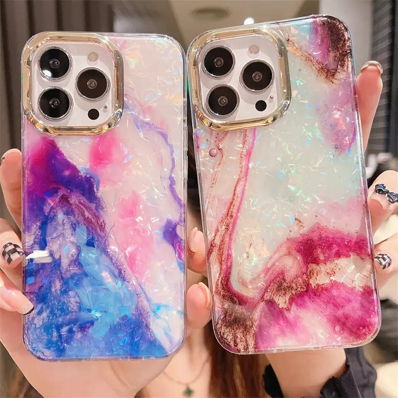 Блестящий Мраморный чехол для iPhone 13 Pro Max 12 11 XR X XS 7 8 Plus Мягкий противоударный с