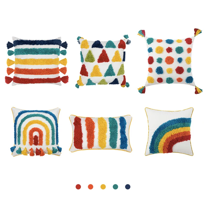

Boho Cushion Cover 30x50 Pillow Covers Decorative Rainbow Pillow Case For Sofa Office Home Decor Luxury Soft Pillowcases 45X45cm