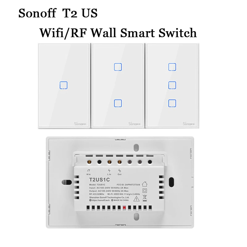 Sonoff TX T2 US 1 2 3 банда беспроводной Wifi/RF/433 настенный светильник, таймер, переключатель дистанционного управления, сенсорный переключатель, автоматизация умного дома