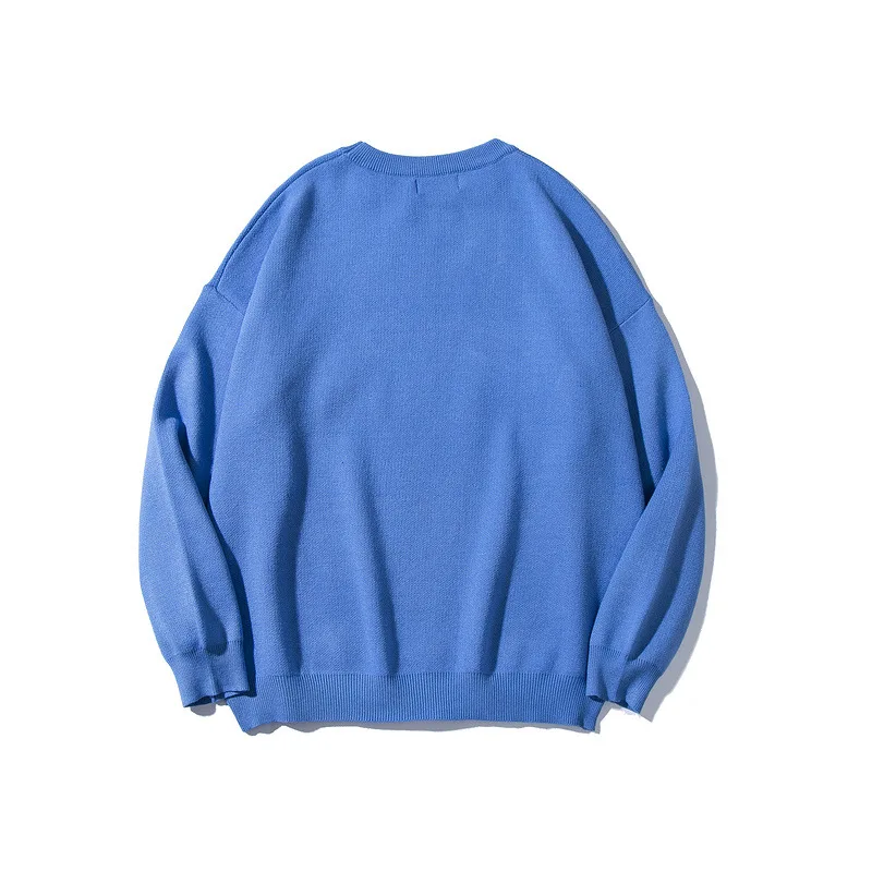 

SEVEYFAN Men's Ugly Christmas Sweater Cartoon Bear Loose O Neck Knitwear Winter Fashion Pullover for Couples