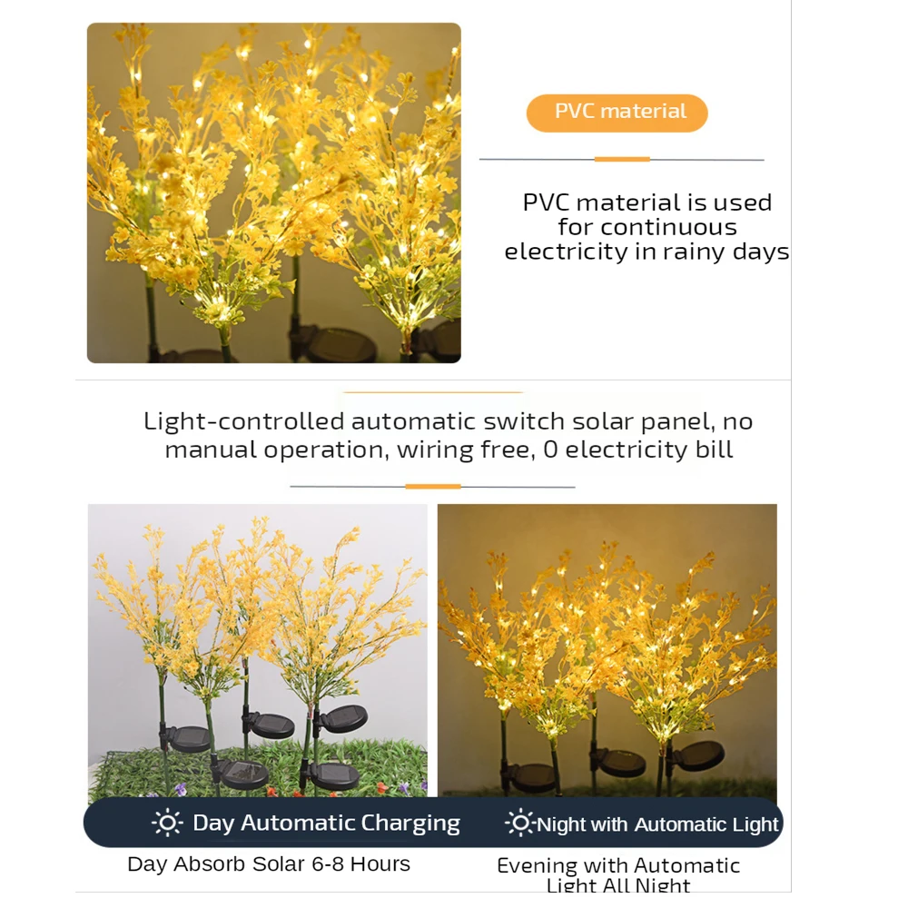 

2PCS LED Solar Landscape Light Beautiful Flowers Rape Blossoms Lamp for Party Yard Garden Decor Decoration Solar Light Outdoors