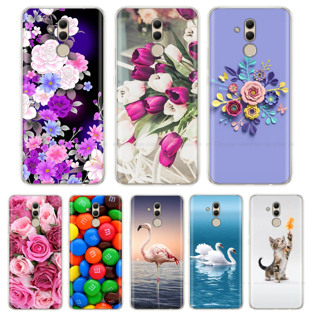 

For Huawei Mate 20 Lite Case Mate20 Lite Soft Silicone Back Cover For Huawei mate 20 Lite Mate20 SNE-LX1 Phone Case cat flower