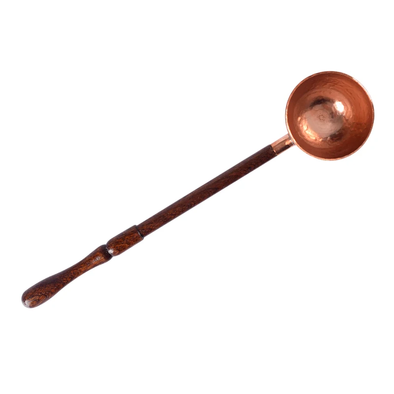 Cuchara de caf&eacute; en polvo de cobre, cuchara de madera maciza, 10g, cuchara dosificadora, electrodom&eacute;sticos de caf&eacute;, cuchara de calavera-3