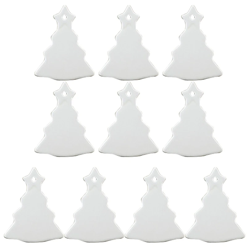

M4YF 10 Pcs Sublimation Blank Pendant Heat Transfer Ceramic Ornaments Christmas Decor
