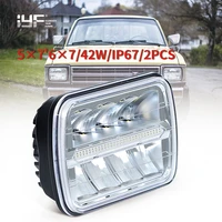 5x7 7x6 inch led headlight rectangular sealed beam headlamps day rl for jeep wrangler yj cherokee xj h6014 h6052 h6054 2pcs