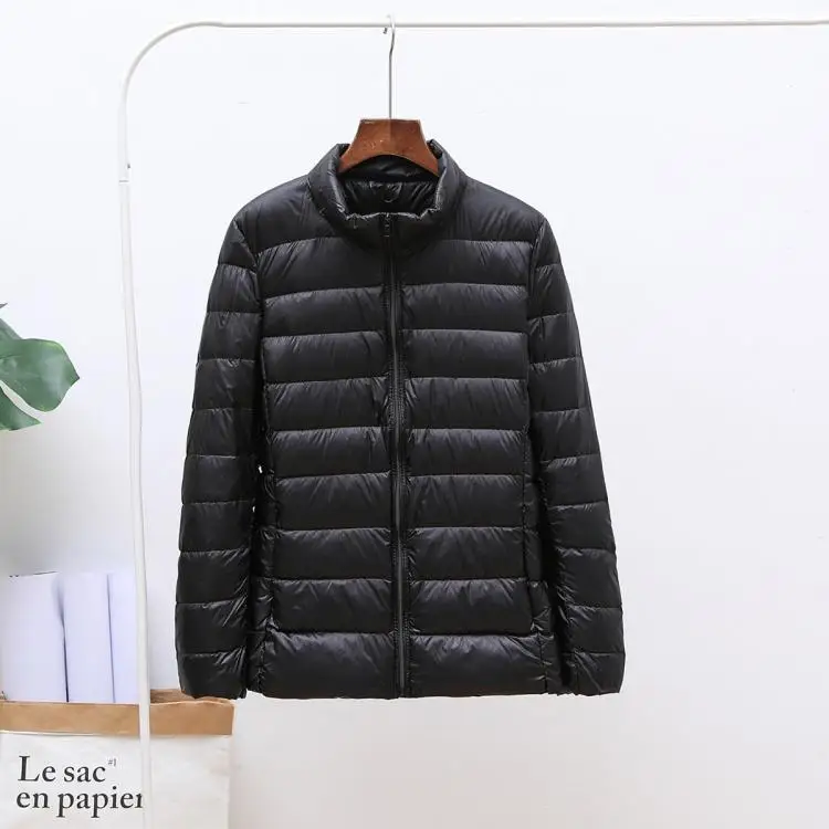 style2 black Ультра легкие куртки на утином пуху 90%, Женское зимнее пальто с капюшоном, теплая тонкая куртка с длинными рукавами 8XL, большие размеры, Женская Куртка jaqueta feminina - Цвет: style2 black