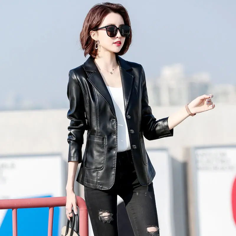 

2021 Spring and Autumn New Young and Middle-Aged Short Korean Style Slim Fit Sheep Leather Jacket