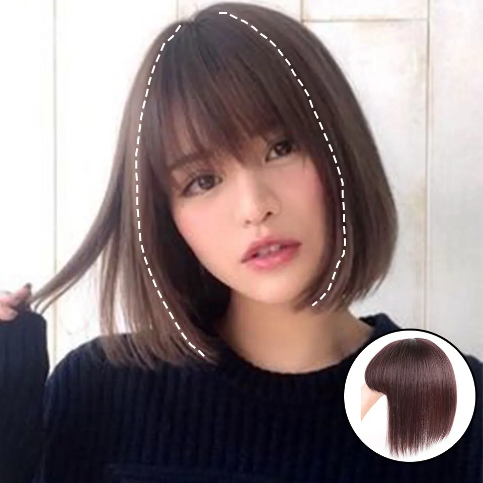 HOUYAN стиль Боб человеческие волосы с челкой накладные зажимом прямые натуральные