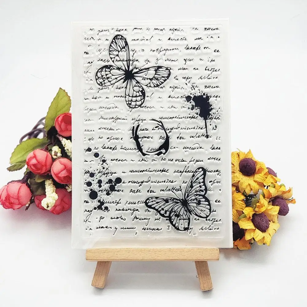 

Silicone Transparent Seal Butterfly Text Pattern Diy Material Tpr Decoration Cake Baking Dessert 11*16cm G0F6